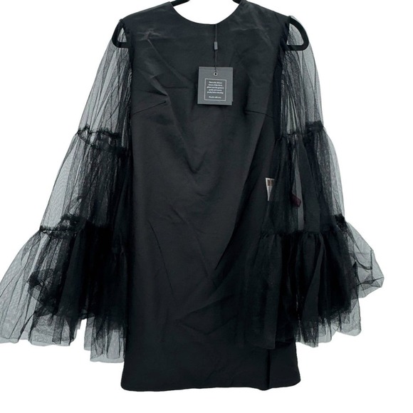 Mac Duggal High Neck Flared Sheer Sleeves Mini Dress Black Size 8 NWT - Picture 6 of 10